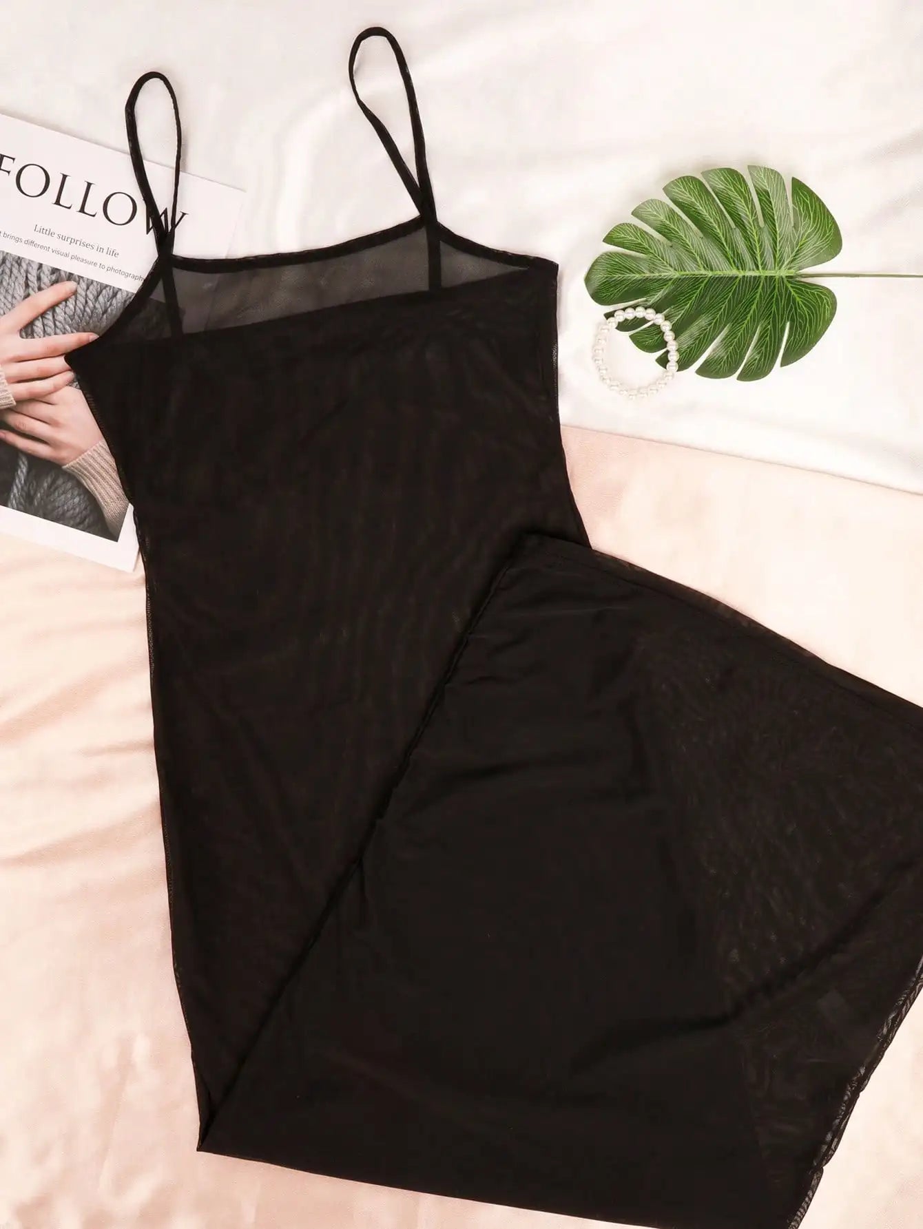 One-Piece Ladies' Sexy Dress, Solid, Sheer, Slightly Transparent.