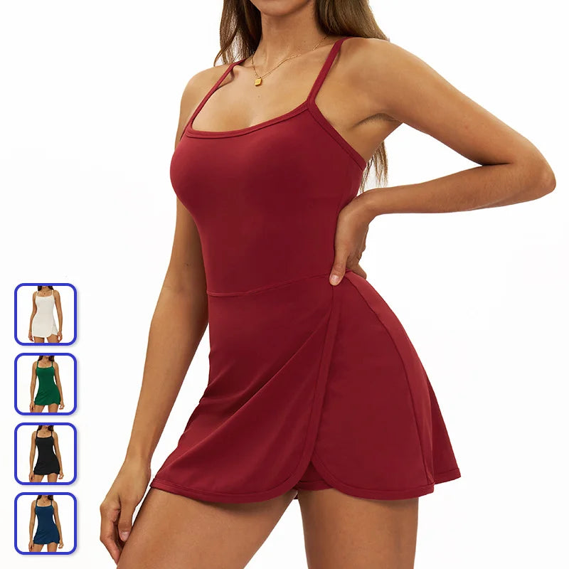 Cross Straps Beautiful Back Jumpsuit Cloud Sensing Quick Drying Sports Jumpsuit Outdoor Yoga Tennis Skirt for Women