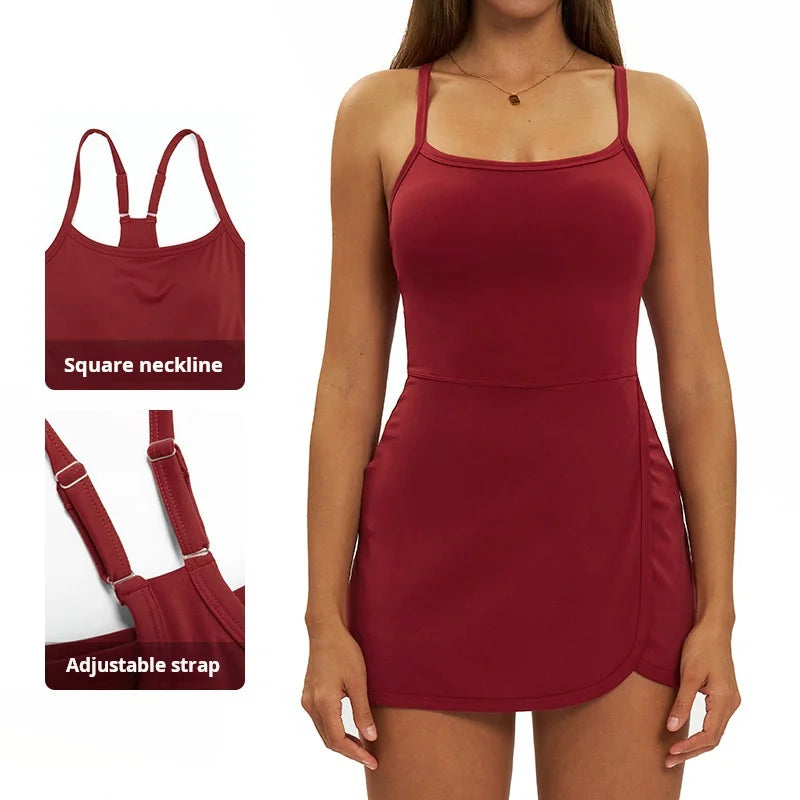 Cross Straps Beautiful Back Jumpsuit Cloud Sensing Quick Drying Sports Jumpsuit Outdoor Yoga Tennis Skirt for Women