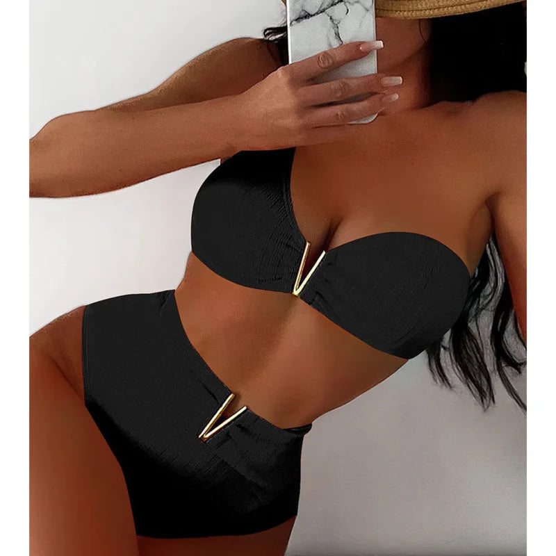 Black Sexy Bikinis 2026 Women High Waist Swimwear Female Swimsuit Swim Wear Bathing Suits Brazilian Bikini Set Beachwear Bather