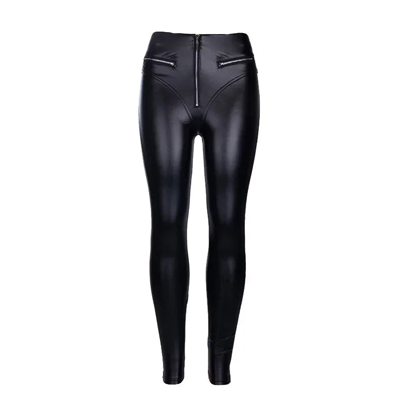 Black Sexy Leather Pants PU Leggings Women High Waist Skinny Tights Elastic Stretchy Outfit Trousers