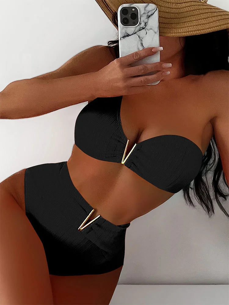 Black Sexy Bikinis 2026 Women High Waist Swimwear Female Swimsuit Swim Wear Bathing Suits Brazilian Bikini Set Beachwear Bather